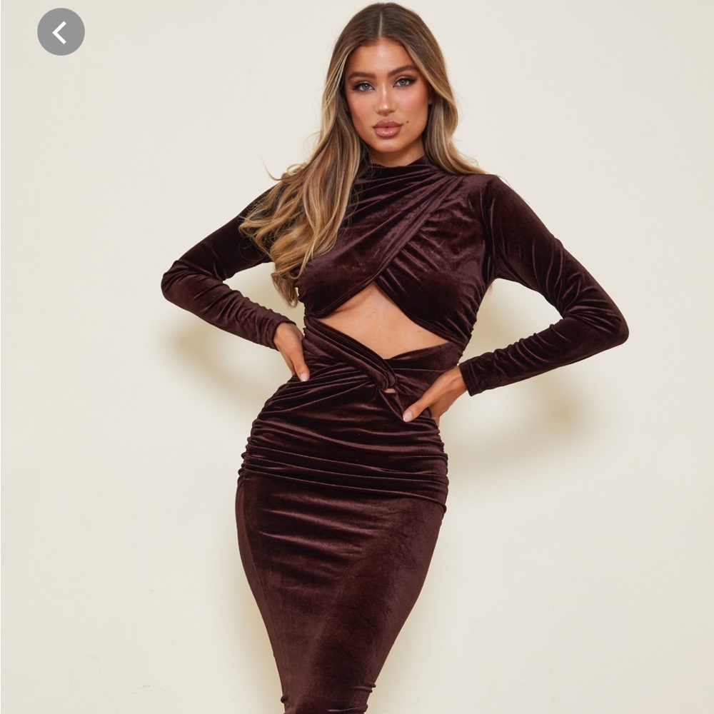 brown suede velvet dress